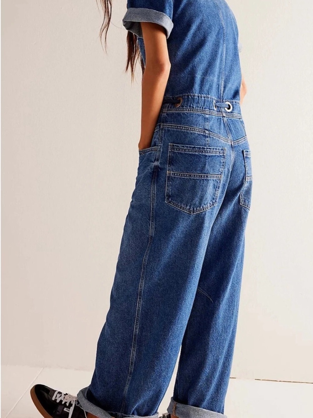 FREE PEOPLE Edison Wide Leg Denim Coverall Jumpsuit Size XS - Picture 2 of 7